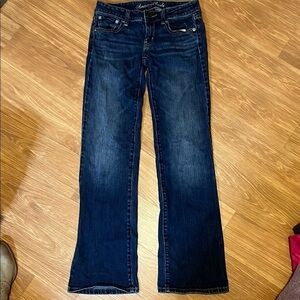 American Eagle Outfitters Blue Boot Cut Jeans Classic Style favorite boyfriend